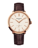 Patek Philippe Calatrava Cadran Argente Or Rose 18k Cuir Marron 5123R-001 Montres Copie