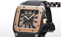 Cartier Santos 100 noir acier Rose Or W2020009 Montre Réplique