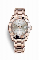 Copie Montre Rolex Pearlmaster 34 18 ct Everose or Argent serti de diamants Cadran m81315-0019