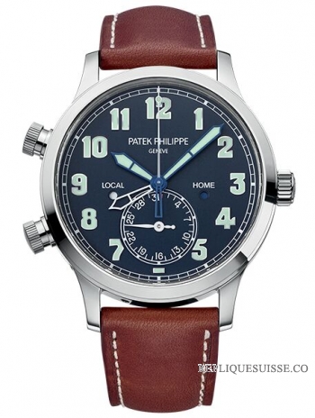 Patek Philippe 5524G-001 Calatrava Pilot Travel Time Or blanc Montre Réplique