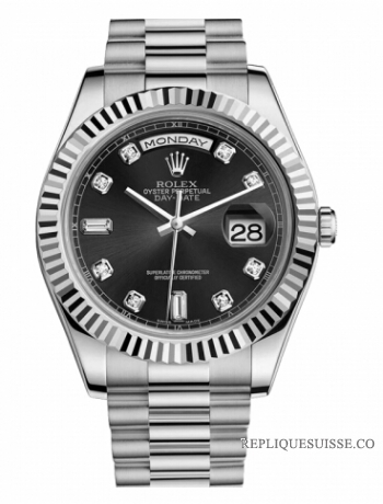 Réplique Rolex Day Date II President Blanc or noir cadran 218239 BKDP Mon 218239 BKDP