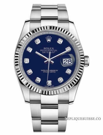Réplique Rolex Datejust en acier de 36mm cadran bleu bracelet Oyster 116234 BLDO