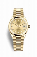 Copie Montre Rolex Datejust 31 Or jaune 18 carats 278248 Diamant champagne Set Cadran m278248-0014