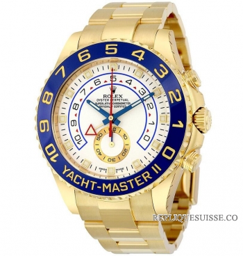 Réplique Rolex Yacht-Master II cadran blanc en or jaune 18 carats Rolex Oyster 116688WAO