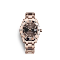 Rolex Pearlmaster 34 or Everose 18 ct M81315-0003 Chocolat sertie de diamants Cadran