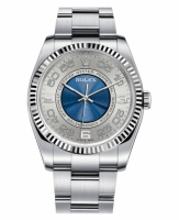 Rolex Oyster Perpetual No Date Acier inoxydable Silver & Bleu cadran 116034 SBLAO