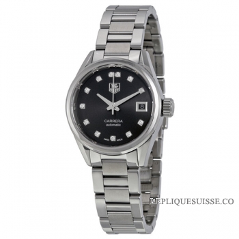 TAG Heuer Réplique Carrera Automatique Noir Dial Acier inoxydable Dame Montre WAR2413.BA0776