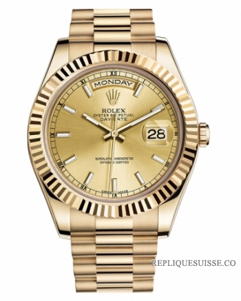 Réplique Rolex Day Date II President jaune or Chamapgne cadran 218238 CHI 218238 CHIP