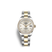 Rolex Datejust 31 Oystersteel or jaune 18 ct M278383RBR-0019 Argent serti de diamants Cadran