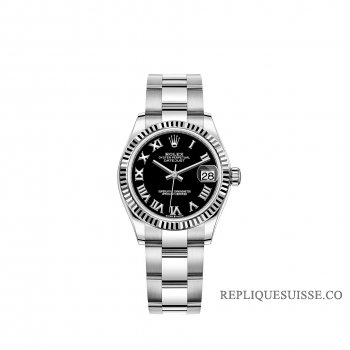 Rolex Datejust 31 Rolesor blanc cadran noir brillant