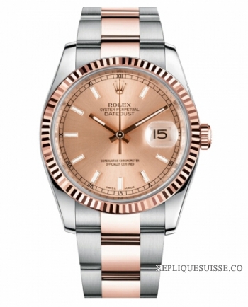 Réplique Rolex Datejust en acier et rose 36mm en or rose cadran champagne 116231 CHSO