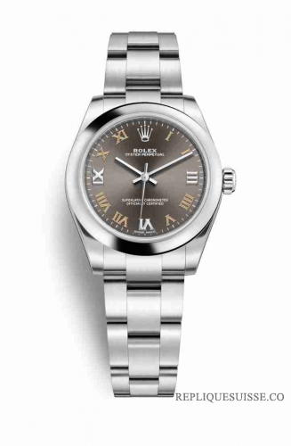 Copie Montre Rolex Oyster Perpetual 31 Oystersteel Cadran gris fonce m177200-0018