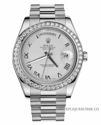 Réplique Rolex Day Date II President Blanc or and Diamonds Ivory concentr 218349 ICRP