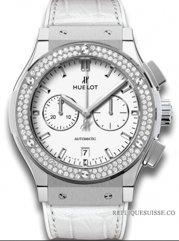 Hublot Classic Fusion Chronographe Titanium blanc diamants Montre Réplique