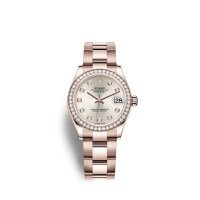 Rolex Datejust 31 Or Everose 18 ct M278285RBR-0019 Argent sertie de diamants Cadran