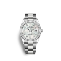 Rolex Datejust 36 Oystersteel or blanc 18 ct M126284RBR-0012 Nacre blanche sertie de diamants Cadran