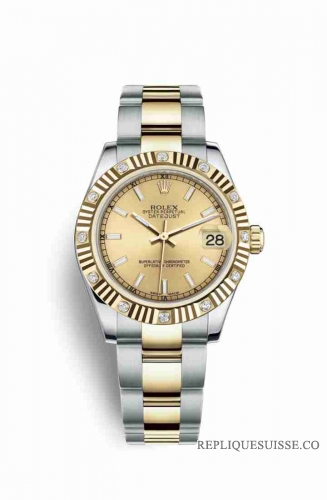 Copie Montre Rolex Datejust 31 Jaune Rolesor Oystersteel or jaune 18 ct 178313 Champagne-couleur Cadran m178313-0017