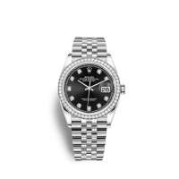 Rolex Datejust 36 Oystersteel or blanc 18 ct M126284RBR-0019 Noir serti de diamants Cadran