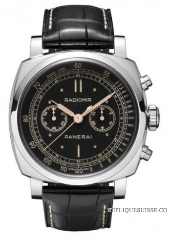 Panerai Radiomir 1940 Chronographe Noir Dial Noir Strap hommes Montre Réplique