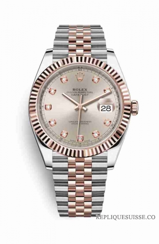 Copie Montre Rolex Datejust 41 Everose Roles ou Oystersteel 18 ct Everose or 126331 Sundust set diamants Cadran m126331-0008