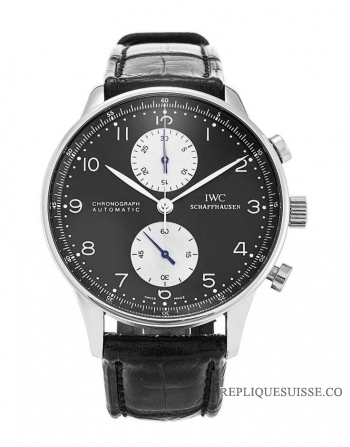 IWC Portugieser Chrono Automatique Acier Noir Montre Homme IW371404