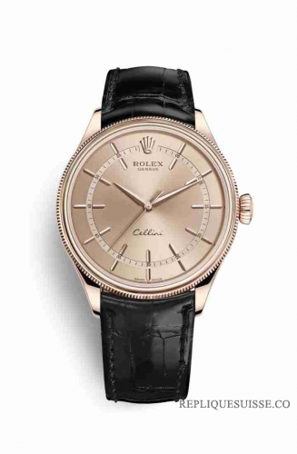 Copie Montre Rolex Cellini Time 18 ct Everose or 50505 cadran rose m50505-0013