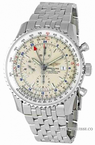 Breitling Navitimer World Inoxydable acier avec Silver Anal Montre Réplique