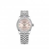 Rolex Datejust 31 Blanc Rolesor cadran rose serti de diamants Bracelet Jubilee