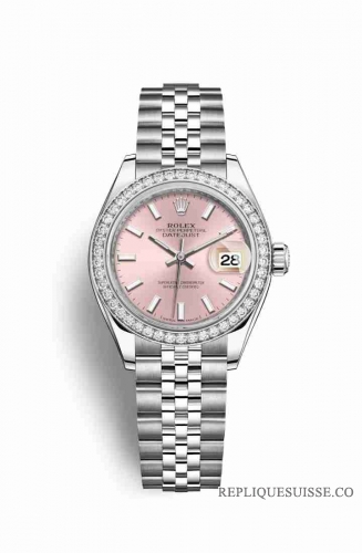 Copie Montre Rolex Datejust 28 Blanc Role ou Oystersteel 18 carats en or blanc RBR Rose Cadran m279384rbr-0001