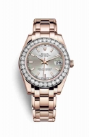 Copie Montre Rolex Pearlmaster 34 18 ct Everose or cadran argente m81285-0038