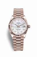 Copie Montre Rolex Datejust 31 18 ct Everose or 278275 Blanc nacre sertie de diamants Cadran m278275-0009