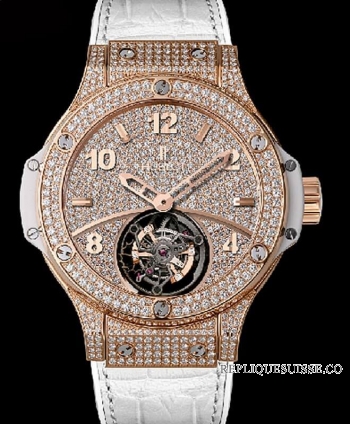 Hublot Big Bang Or blanc Tourbillon Full Pave Montre 345.PE.9010.LR.1704