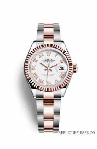 Copie Montre Rolex Datejust 28 Everose Roles ou Oystersteel 18 ct Everose or cadran blanc m279171-0022