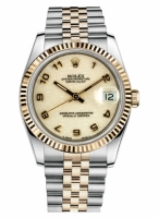 Réplique Rolex Datejust 36mm acier et Jaune or Ivory Jubilee Dial 116233 IJAJ