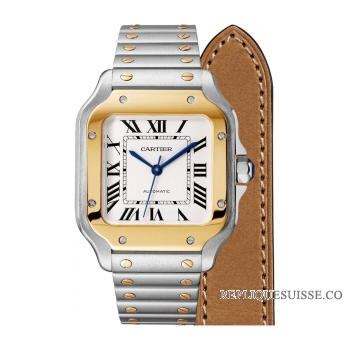 Réplique Cartier Santos Acier Or jaune 18 carats Automatique Medium