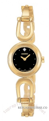 Seiko Diamant Or-Tone acier noir Dames SUJE70 Montre Réplique