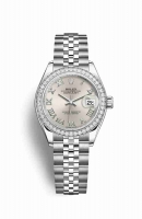 Copie Montre Rolex Datejust 28 Blanc Role ou Oystersteel Or blanc 18 carats RBR Argent Cadran m279384rbr-0009
