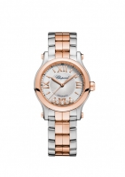 Chopard Happy Sport argent-Tone Dial Or rose et Inoxydable acier montres pour dames 278573-6002