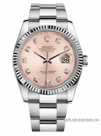 Réplique Rolex Datejust en acier de 36mm Rose Dial bracelet Oyster 116234 PDO