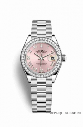 Copie Montre Rolex Datejust 28 Platinum RBR Rose cadran m279136rbr-0012