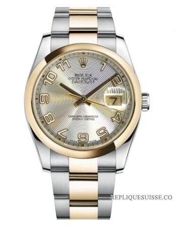 Réplique Rolex Datejust 36mm en acier et or jaune Silver Gold Dial Concen 116203 SCAO