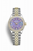 Copie Montre Rolex Datejust 28 Jaune Rolesor Oystersteel or jaune 18 ct RBR Lavande diamants ensemble Cadran m279383rbr-0015