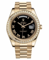 Réplique Rolex Day Date II President jaune or noir cadran 218348 BKRP Mon 218348 BKRP