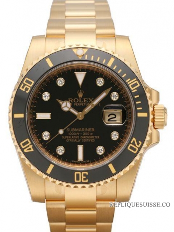 Réplique Rolex Submariner Date Jaune or noir Dial 116618LN