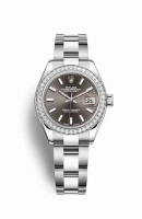 Copie Montre Rolex Datejust 28 Blanc Role ou Oystersteel Or blanc 18 carats RBR Gris fonce Cadran m279384rbr-0014