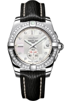 Breitling Galactic 36 automatique nacre cadran diamant bracelet en cuir noir femmes A3733053 / A717 / 213X / A16BA.1