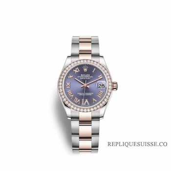 Rolex Datejust 31 Oystersteel Or Everose 18 ct M278381RBR-0019 Aubergine sertie de diamants Cadran