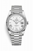 Copie Montre Rolex Day-Date 40 Or blanc 18 ct 228239 Cadran blanc m228239-0046