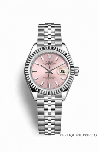 Copie Montre Rolex Datejust 28 Blanc Role ou Oystersteel 18 carats en or blanc Rose Cadran m279174-0001