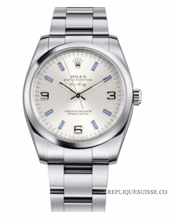 Réplique Rolex Air-King Domed Bezel argent cadran 114200 SBLIO Montre Rep 114200 SBLIO